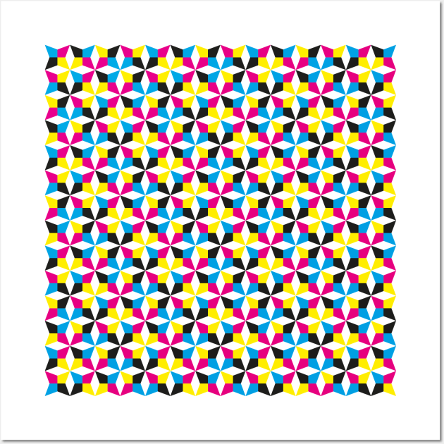 Geometric Diamond Pattern (CMYK) Wall Art by John Uttley